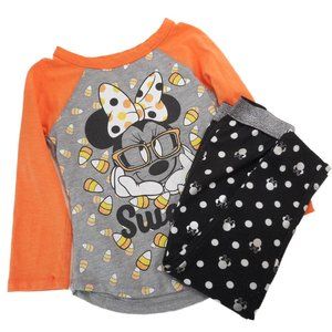 Disney Size 3T Set Shirt with Leggings Minnie Mouse Halloween Candy Corn